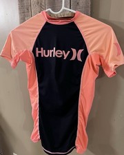 Hurley Junior Girls Rash Guard Swim Shirt   Pink/Orange, Girls M/L