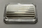 1 oz Silver Bar - (New) American Flag Design (Eagle Back) In Capsule