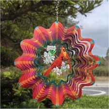 Cardinal Wind Spinner 12    3D Stainless Steel Outdoor Garden Hanging Decor