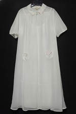 Vtg 1960s Hollywood Vassarette Designer Peignoir Set White Rose Embroidered M
