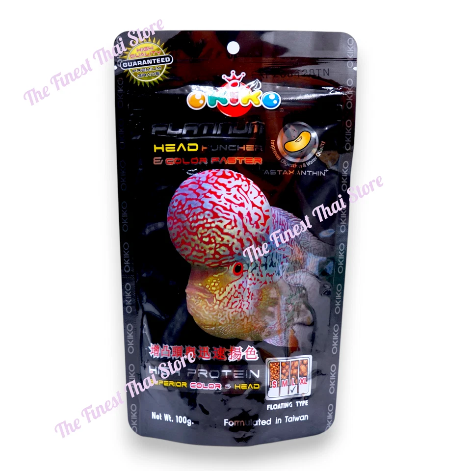 Okiko Platinum Head Huncher Cichlid Flowerhorn Color Fast Floating Type 100g x 2 - Image 3 of 3