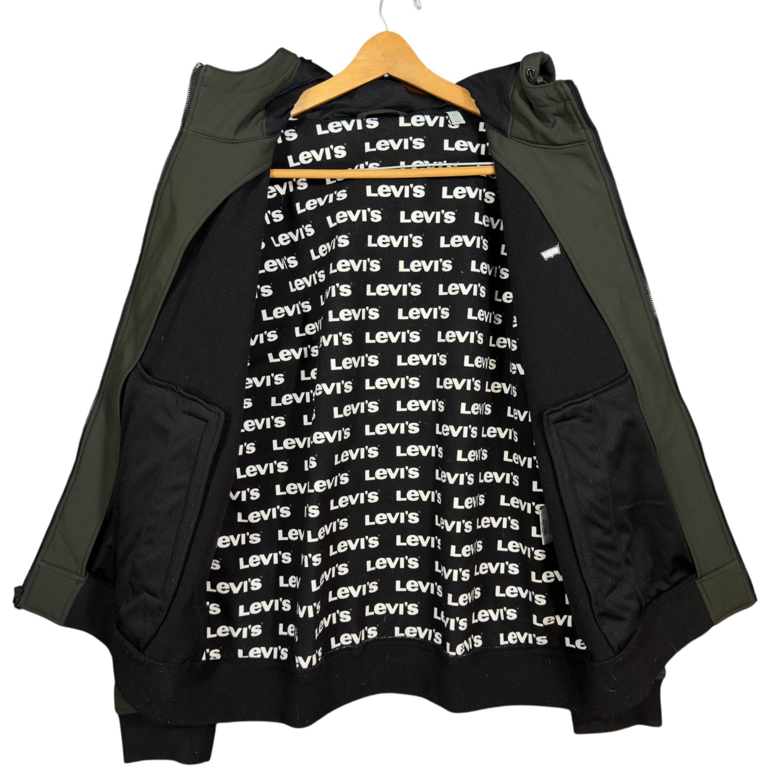 Levi's Softshell Lined Hooded Bomber Jacket Olive… - image 3