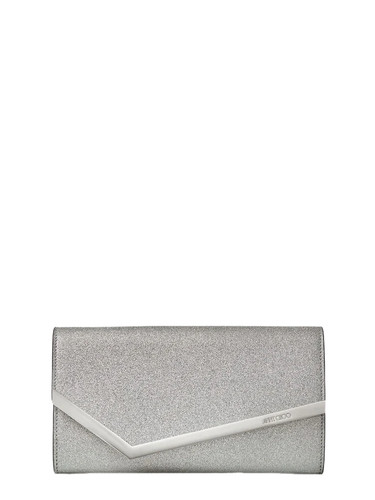 JIMMY CHOO Emmie Silver Leather Clutch Bag New And Authentic