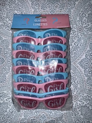 Gender Reveal Party Glasses Pack Of 10 - It's a Boy or It's A Girl Pink Blue NEW