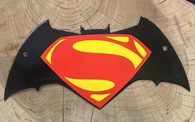 Batman Superman Porcelain Sign Heavy 10 X 4 Inches