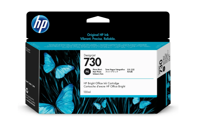 HP 730 130ML Photo Black DesignJet Ink Cartridge P2V67A Exp June 2026 New in Box-image