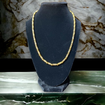 #ad Napier Vintage Gold Tone Necklace Textured Barrel Ball Bead Classic Signed $26.99