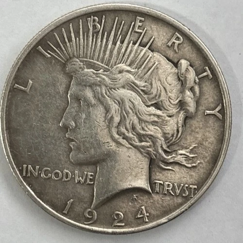 1924 Peace Dollar AU About Uncirculated 90% Silver $1 US Coin Collectible