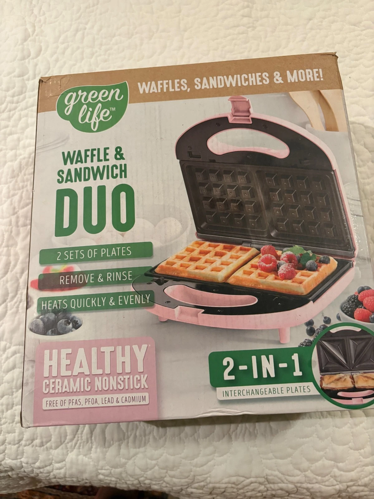 Green Life Waffle Maker Brand New