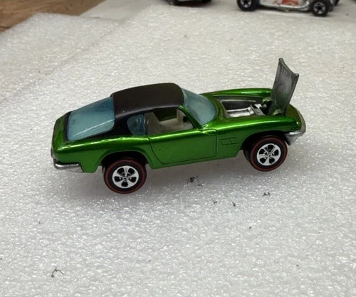 Hot Wheels Redlines *RESTORED* Maserati Mistral Spectraflame Green w/white Int
