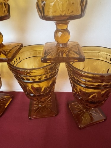 Indiana Glas Vintage Colony Park Lane Bernstein Kelche Set von sechs EUC - Bild 6 von 9