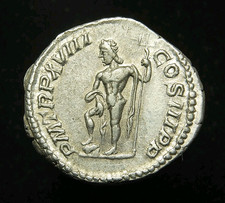 Septimius Severus silver denarius P M TR P XVIII COS III PP, Neptune, Rome 210AD