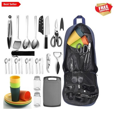 Versatile Camping Kitchen Set: 23 Pieces of Stainless Steel Utensils & Gear