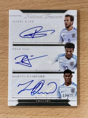 2018 National Treasures England Triple Auto Kane - Dele Alli - Rashford 09/25