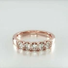 Real Moissanite 1.40Ct Round Five Stone Wedding Ring 14K Rose Gold Plated Silver