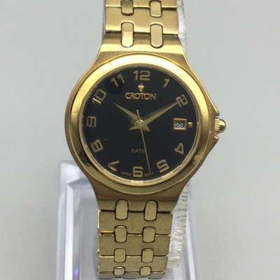 Croton Watch Womens 26mm Gold Tone Black Dial CR207600 New  display picture 2