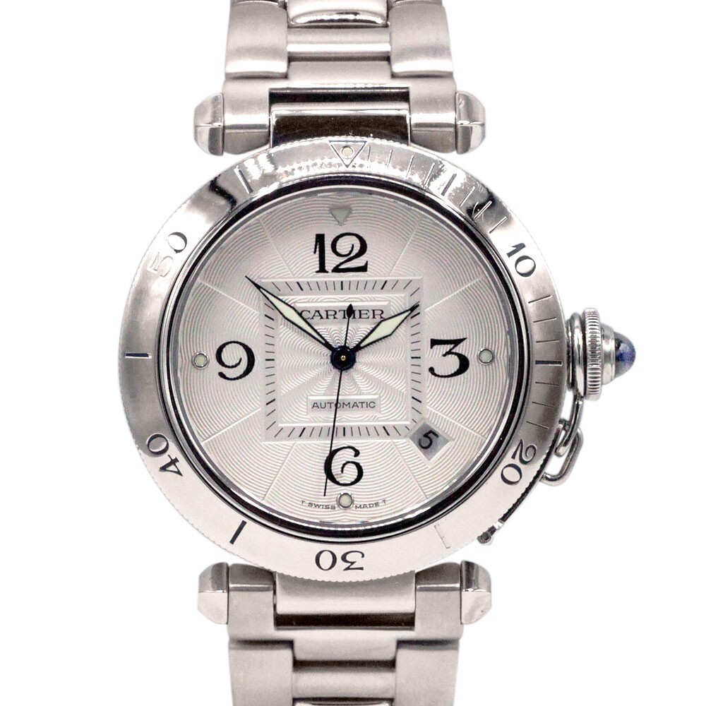 Cartier Pasha 2378 Stainless Steel 38mm Silver Guilloche Dial