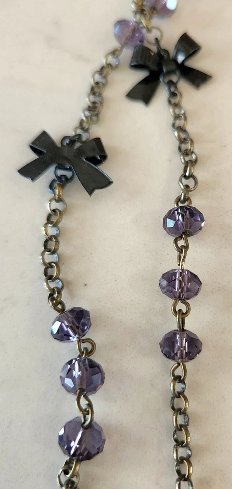 Collar Largo Betsey Johnson Vintage Púrpura Joya Araña Calavera Arcos Foto 4 de 4