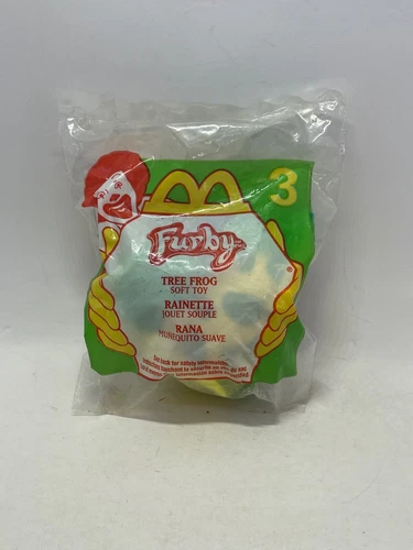 McDonald's 2000 Furby TREE FROG #3 Happy Meal Soft Toy with Clip SEALED