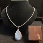 Vtg Costume Jewelry Silver Tone Chain Necklace 30 Tear Drop Etched Swirl Pendant