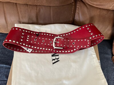 Cinturón Zara Studded Leather Mujer Marrones De Cinturón De Piel