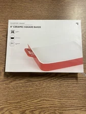 Sharper Image 8” Ceramic Square Baker Baking Dish Stoneware Casserole NEW