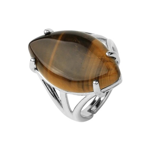 Amethyst Ring with Natural Stone Oval Shape Silver Tone Gothic Boho Band - Picture 15 of 26