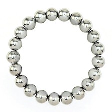 Silver Hematite Bracelet Smooth Round Size 10mm 8mm 7.5" Length