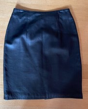 Jacqueline Ferrar Vintage Black Leather Skirt Size 6