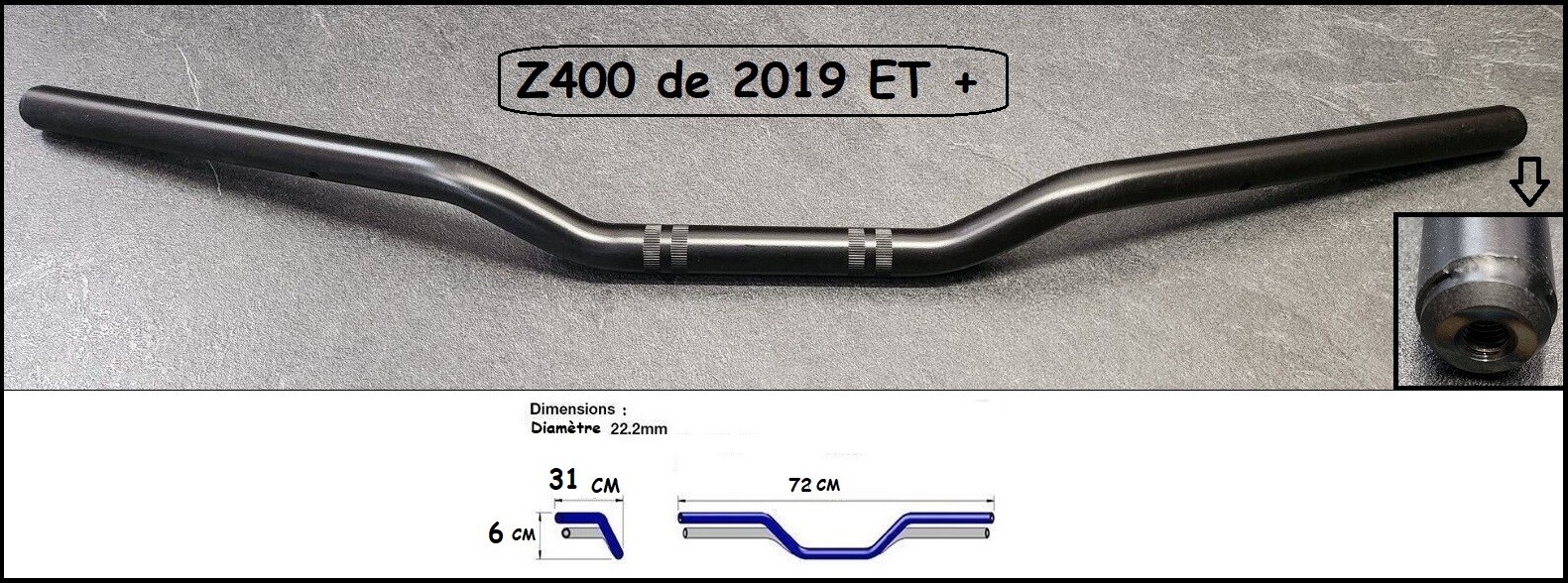 Guidon de rechange Z400 en acier : réparez votre moto Kawasaki après une chute