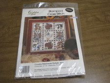 GOLDEN BEE STAMPED CROSS STITCH COUNTRY PATCHWORK PICTURE