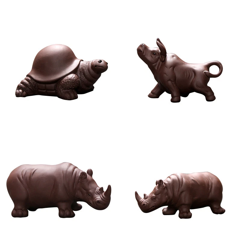 Encantador adorno chino de arcilla púrpura Yixing Zisha té juego buey tortuga nuevo Foto 2 de 4