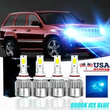 4x Blue 9005 9006 Led Headlight For Jeep Grand Cherokee 1999-2007 High Low Beam