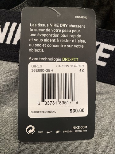 NWT-Girls Nike Heather Gray Capris-Size 6X - Picture 11 of 12