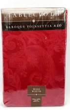 Baroque Poinsettia Tablecloth Red Christmas - 70" x 120" Oblong Bed Bath Beyond