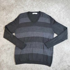 Calvin Klein Men's Merino Wool V-Neck Sweater Grey Size Large L