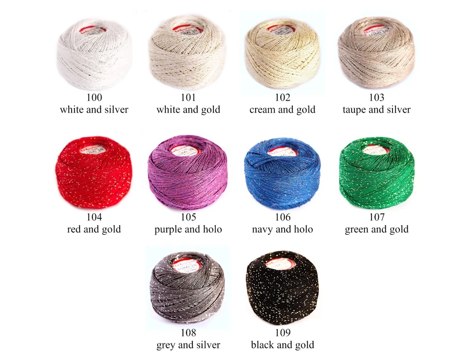 Crochet Cotton with Metallic Thread Size 10 Ball Yarn Spool Thread 50g LUMI - Image 4 of 4