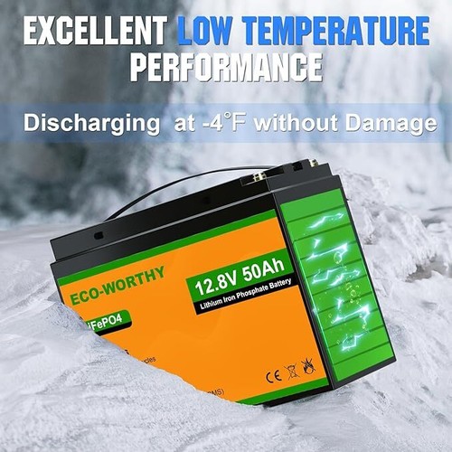 ECO-WORTHY 50Ah 12V LiFePO4 Lithium Battery Rechargeable 4000+ Cycle BMS Boat RV - Picture 4 of 11
