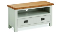 Oxford Petite Grey Painted Small Tv/hifi Unit /entertainment Stand With Oak Tops Oxford Petite Grey Painted Small Tv/hifi Unit /entertainment Stand With Oak Tops