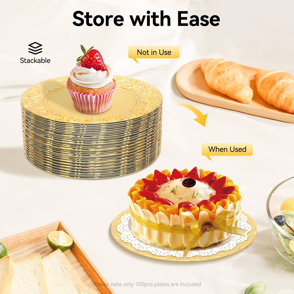 100* Platzteller Gold Rund Western Dim Sum Teller Party Speiseteller Set