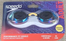Speedo Performance Fit Goggle Record Breaker Mirrored Lenses Adult 14 No Leak