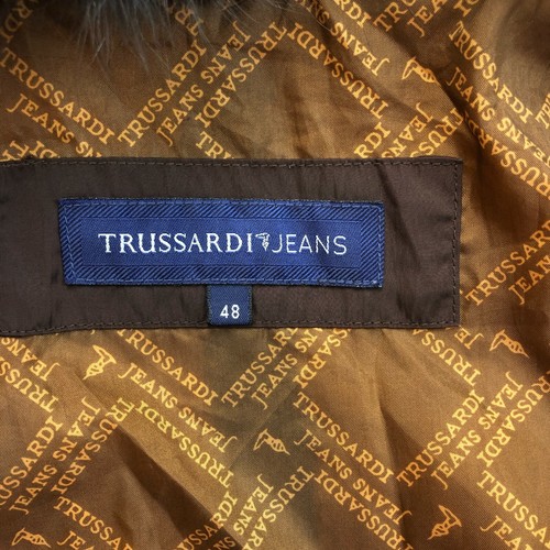 TRUSSARDI JEANS Brown Real Fur Collar Down Puffer Coat Jacket Size 48 - 第 5/11 張圖片