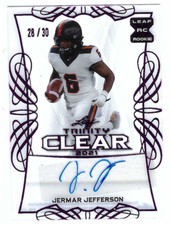 JERMAR JEFFERSON 2021 LEAF TRINITY FOOTBALL CLEAR ROOKIE AUTO /15