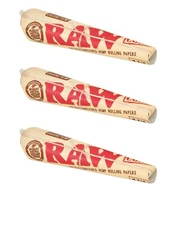 3x Raw 1 1/4 ORGANIC CONE Rolling Papers 6 Cones/PK 3 PKS USA SHIPPED