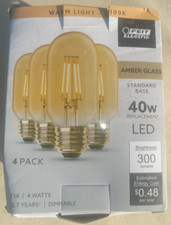 3 Pack Feit Electric 40-Watt Equivalent Dimmable Straight Filament Amber Glass