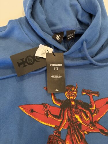 Sudadera con capucha azul Quiksilver Fortune para hombre talla grande mediana nueva con etiquetas - Imagen 5 de 8