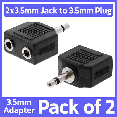 2X 3.5mm 1/8" Stereo Female Jack to 3.5mm Mono Male Plug Audio Converter Adapter
