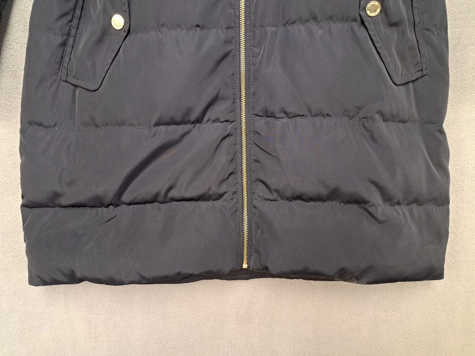 MICHAEL KORS Donna Finiture in Pelliccia Finta Cappuccio Tampone Cappotto Cintura Parka Piccolo Nero