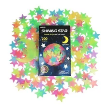 Glow in The Dark Stars Stickers for Ceiling, Adhesive 200pcs 3D Glowing Stars...