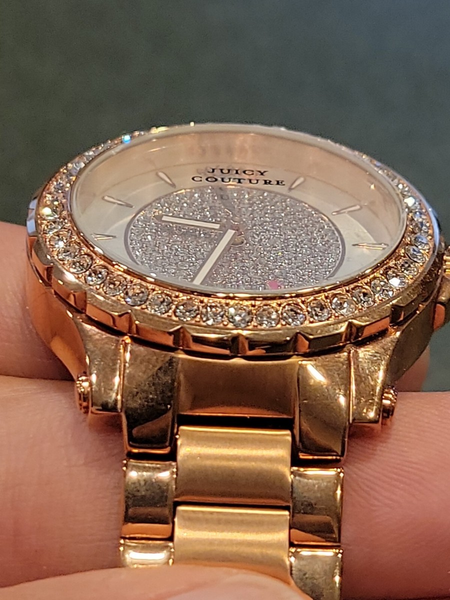 BEAUTIFUL GOLD & CRYSTAL JUICY COUTURE Watch Works Perfectly 
